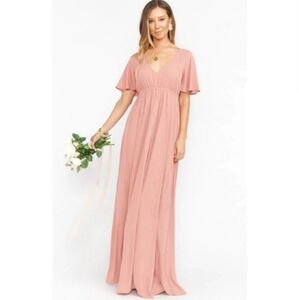 NWT Show Me Your Mumu Emily Empire Maxi Dress Rustic Mauve Crisp